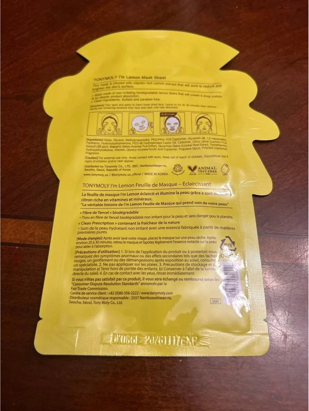 C304 Tony Moly I'm Lemon Mask Sheet NEW Brightening